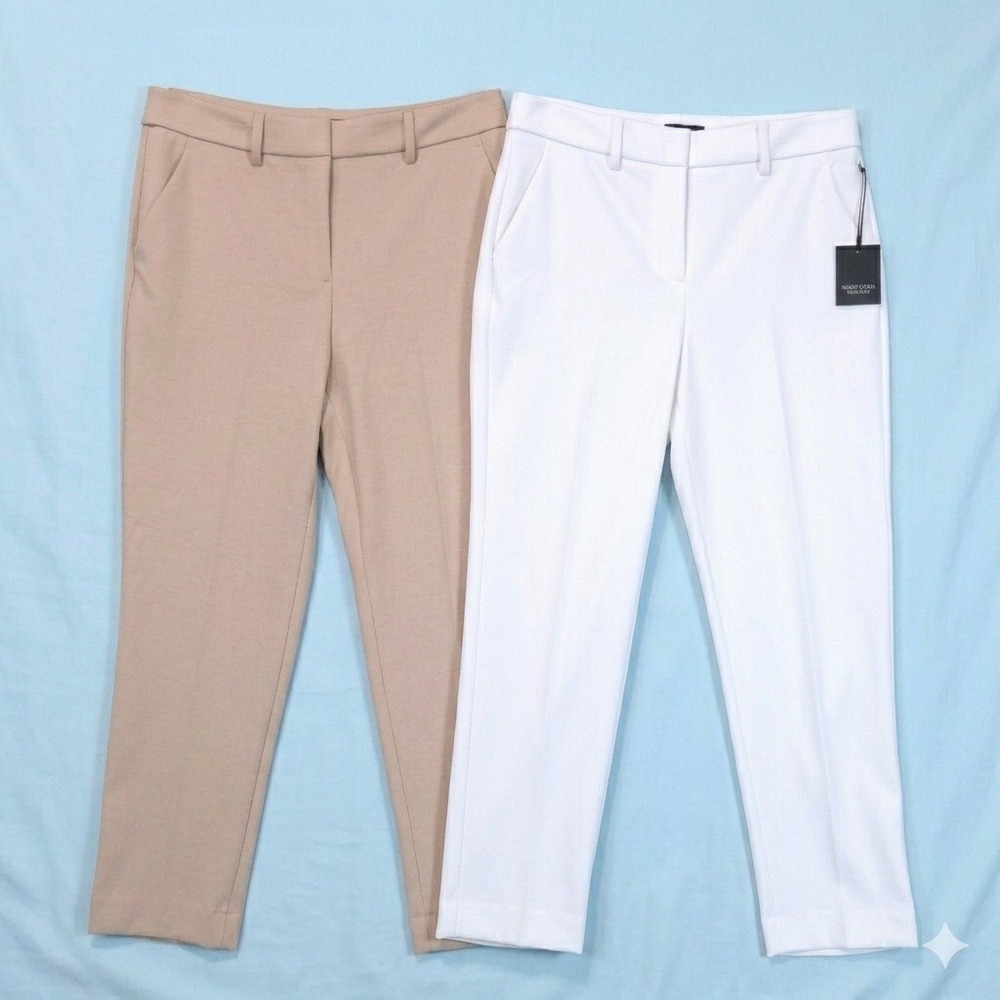 Simply Vera Wang High Rise Skinny Ankle Pants 12 White Tan Office Preppy 2 Pairs